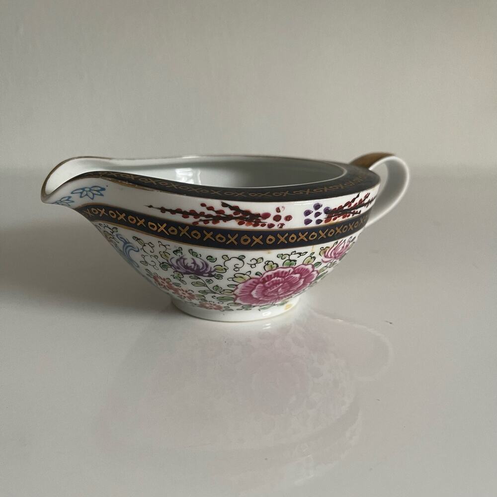 Rare Japanese Mid 1900s Gold Imari Hand Painted Gravy Boat